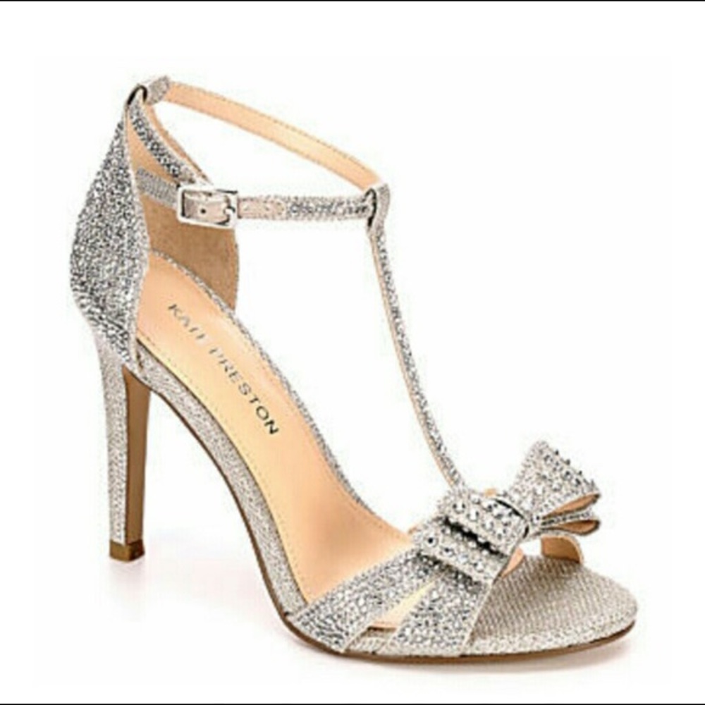 Kate Preston Silver Rhinestone Lula Bow Sandal 7.5